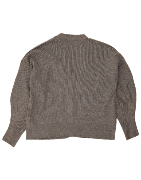 Zara Damen Loose Fit Crop Cardigan Pullover UK 14 Mittelgraue Viskose