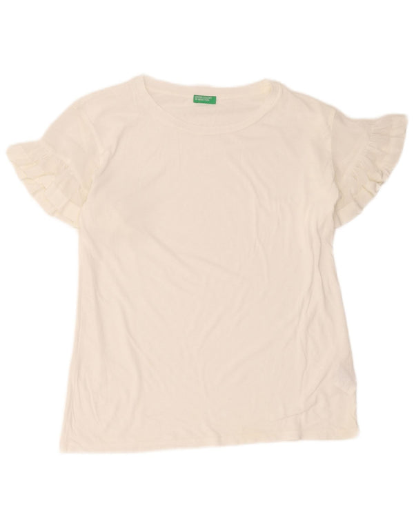 Benetton Womens Loose Fit T-Shirt Top UK 8 Small Weiße Baumwolle
