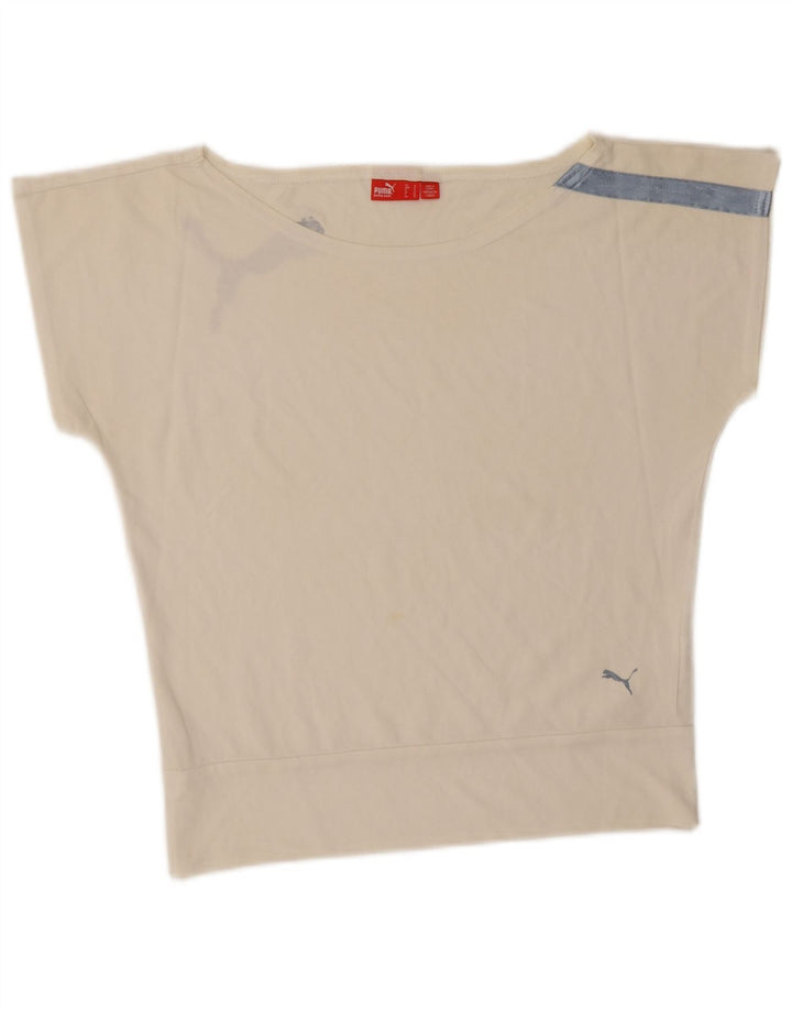 Puma Womens Graphic T-Shirt Top UK 12 Mittelweiß Farbblock