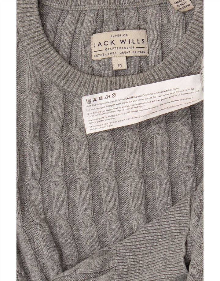 Jack Wills Herren-Pullover mit Rundhalsausschnitt aus mittelgrauer Baumwolle