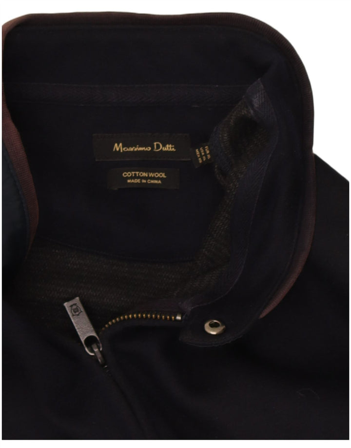 Massimo Dutti Herren-Trainingsanzug, Oberteil, Jacke, XL, Marineblau, Farbblock-Baumwolle