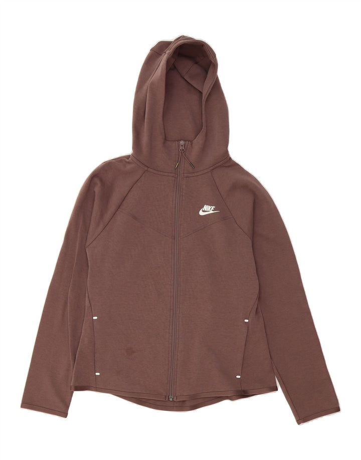 NIKE Womens Zip Hoodie Sweater UK 14 Medium Brown Cotton Vintage Nike and Second-Hand Nike from Messina Hembry 