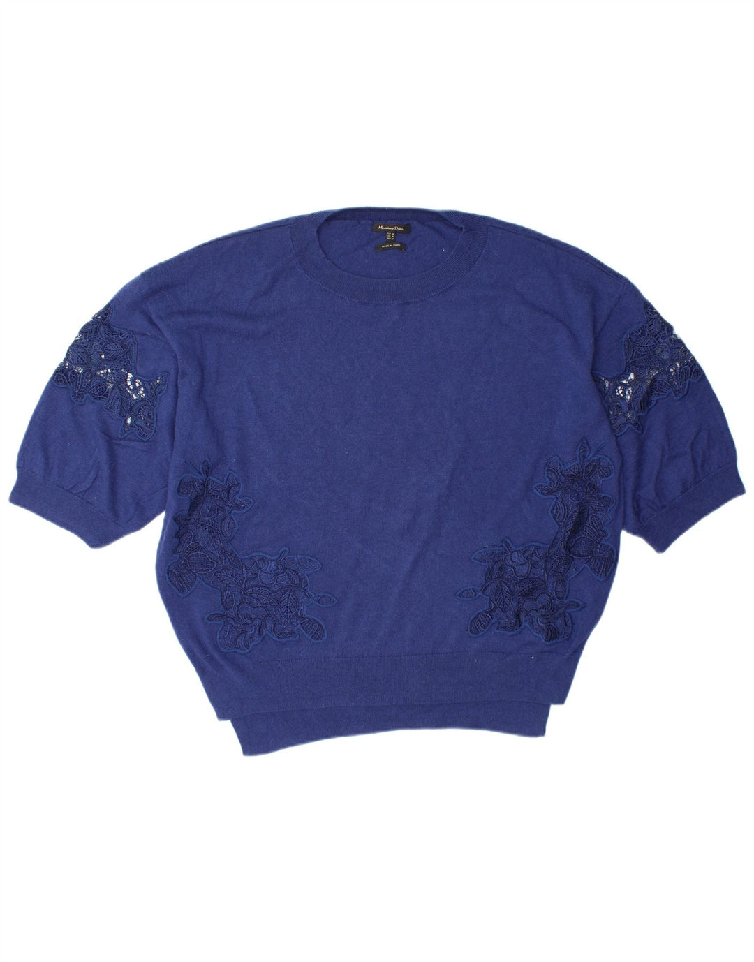 MASSIMO DUTTI Übergroßer Pullover mit Rundhalsausschnitt für Damen, UK 14, Mittelblau