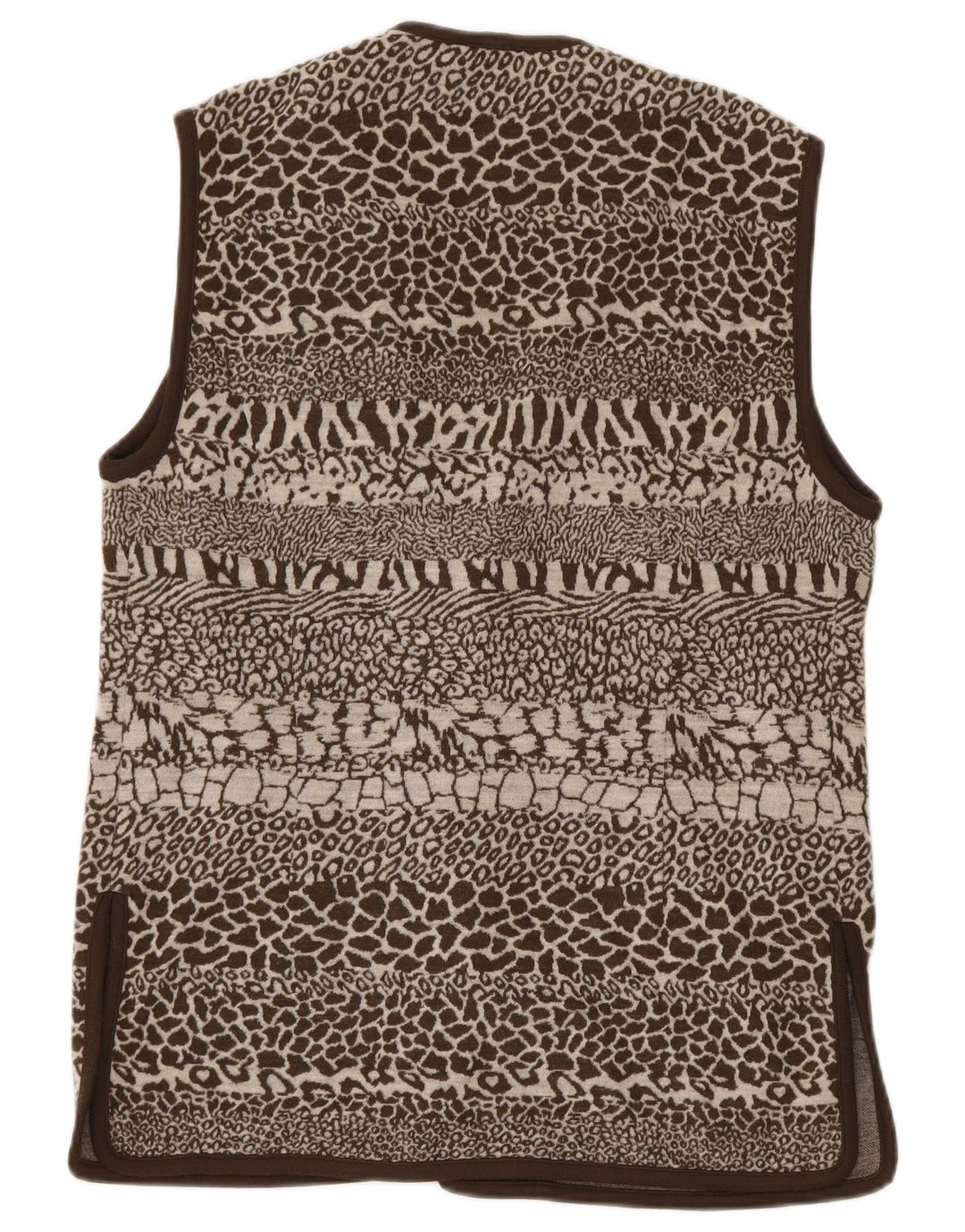 Pierre Cardin Damenweste IT 44 Mittelbraune Wolle mit Animal-Print