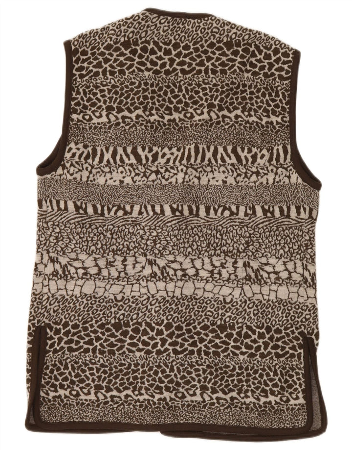 Pierre Cardin Damenweste IT 44 Mittelbraune Wolle mit Animal-Print