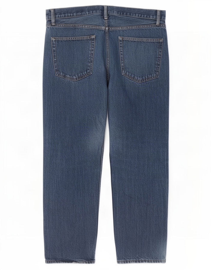 Marks & Spencer Herren Straight Jeans W36 L29 Blaue Baumwolle