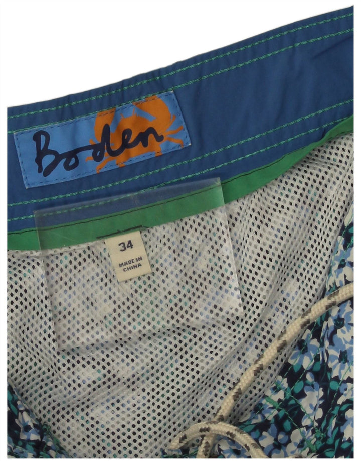 Boden Herren-Badeshorts, groß, aus Nylon mit blauem Blumenmuster