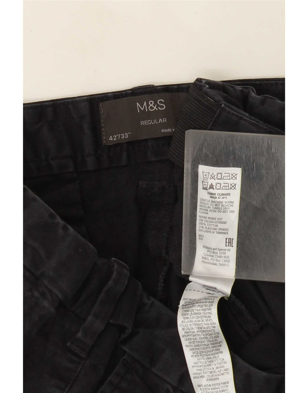 Marks & Spencer Herren Straight Regular Chinohose W42 L33 Marineblau