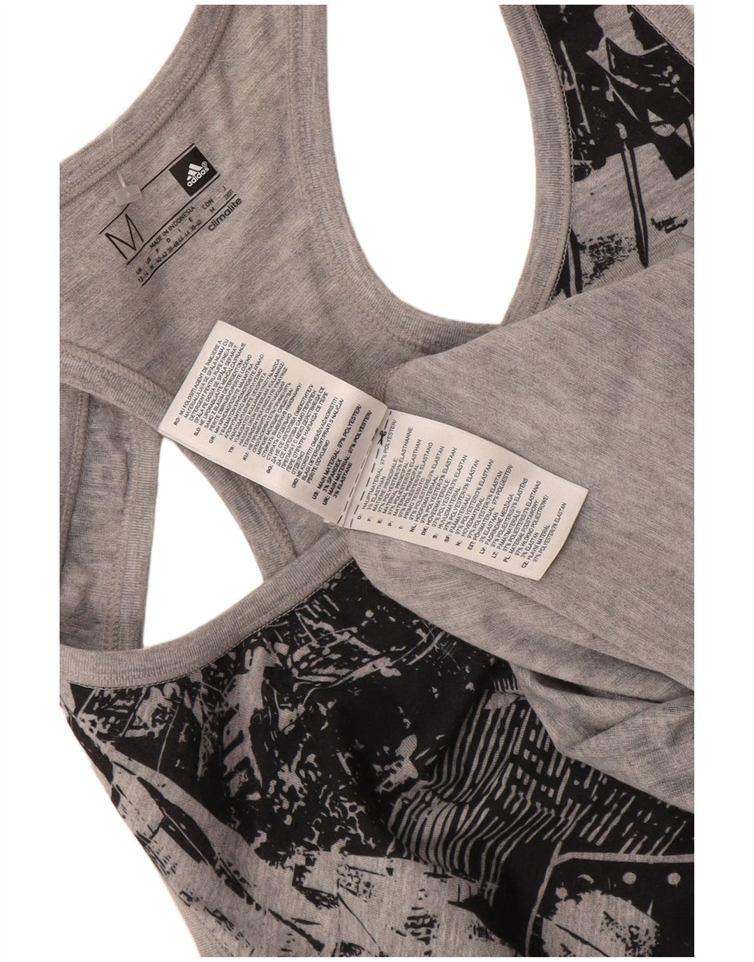 Adidas Damen Climalite Graphic Vest Top UK 12/14 Mittelgrau Geometrisch