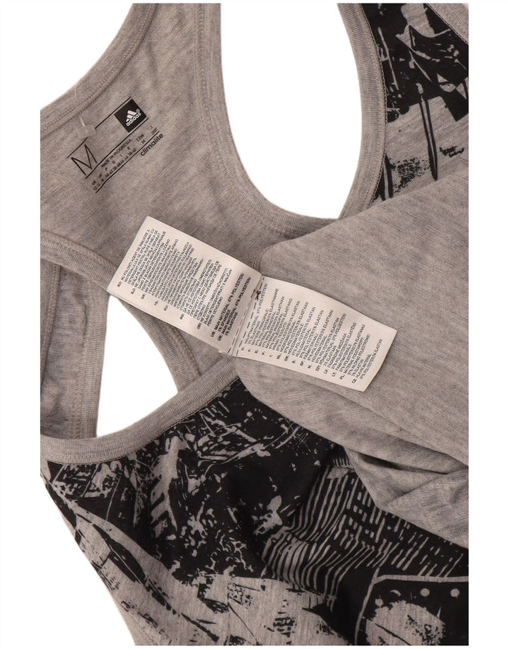 Adidas Damen Climalite Graphic Vest Top UK 12/14 Mittelgrau Geometrisch