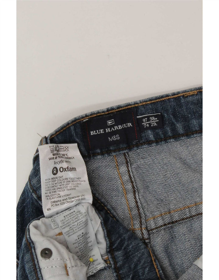 Marks & Spencer Herren Blue Harbor Straight Jeans W38 L27 Blaue Baumwolle