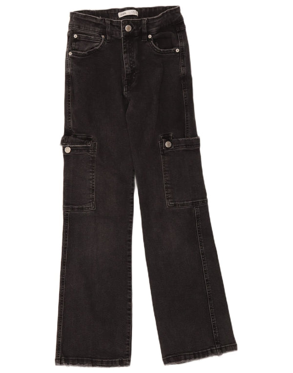 Zara Cargo-Schlagjeans für Mädchen, 13–14 Jahre, W26, L26, schwarze Baumwolle