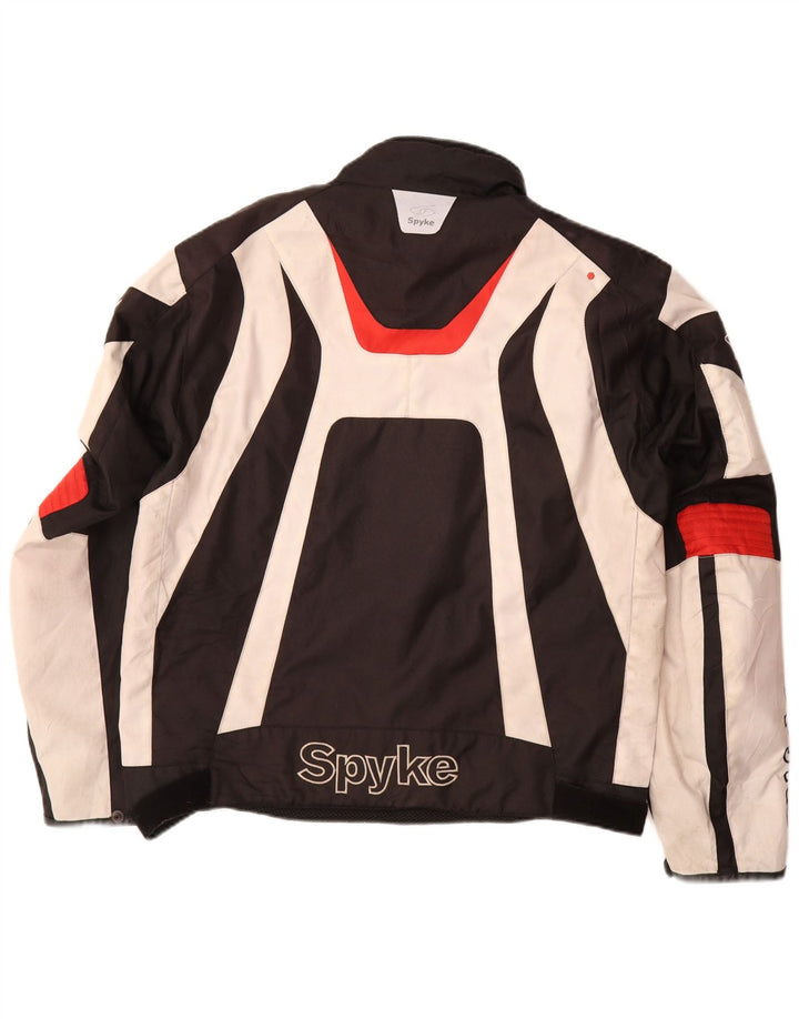 Spyke Herren-Grafik-Racer-Jacke, Größe 58 3XL, schwarzes Farbblock-Polyester