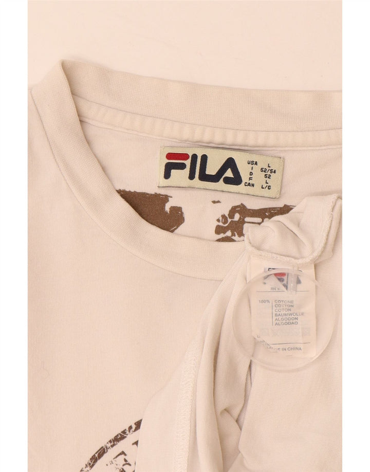 FILA Herren-T-Shirt mit Grafik, groß, aus weißer Baumwolle
