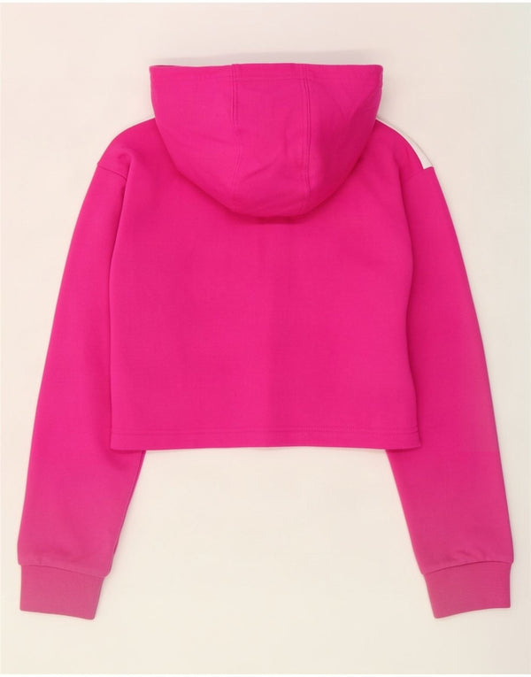 Adidas Crop Hoodie-Pullover für Mädchen, 9–10 Jahre, Rosa, Colourblock-Baumwolle