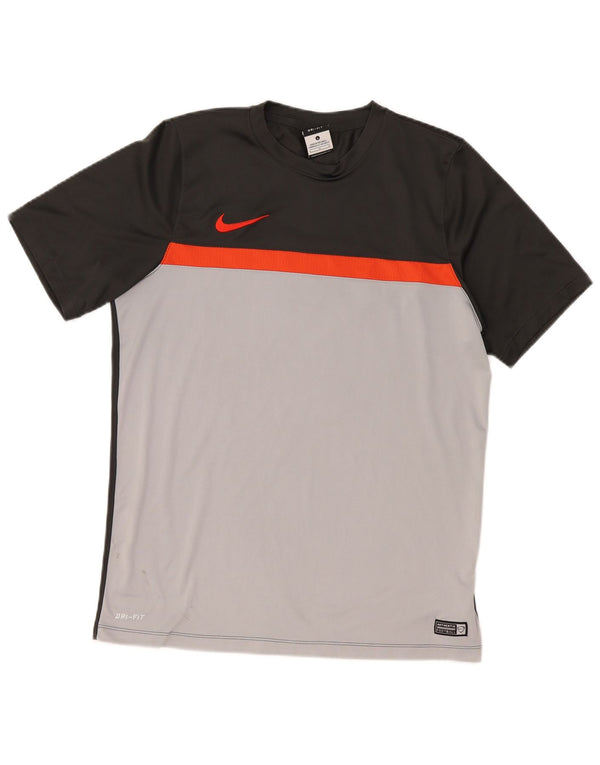 Nike Herren Dri Fit T-Shirt-Oberteil, großes graues Farbblock-Polyester