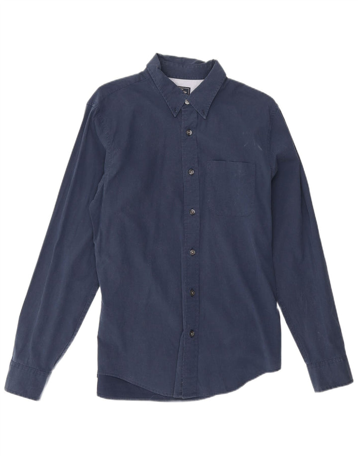 Abercrombie & Fitch Herrenhemd aus Baumwolle in mittlerer Marineblaufarbe