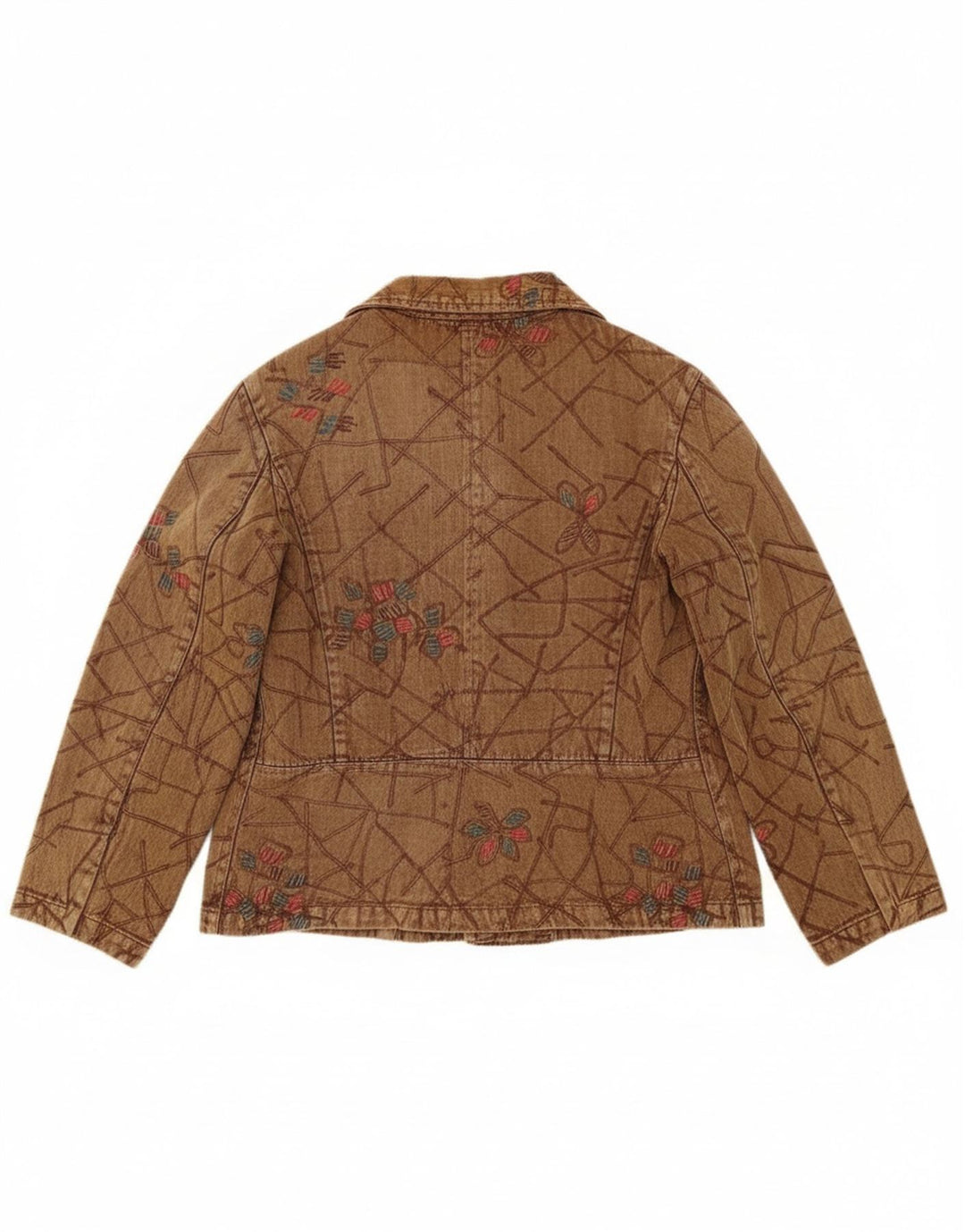 Vintage Damen Bomberjacke UK 16 Große braune geblümte Baumwolle