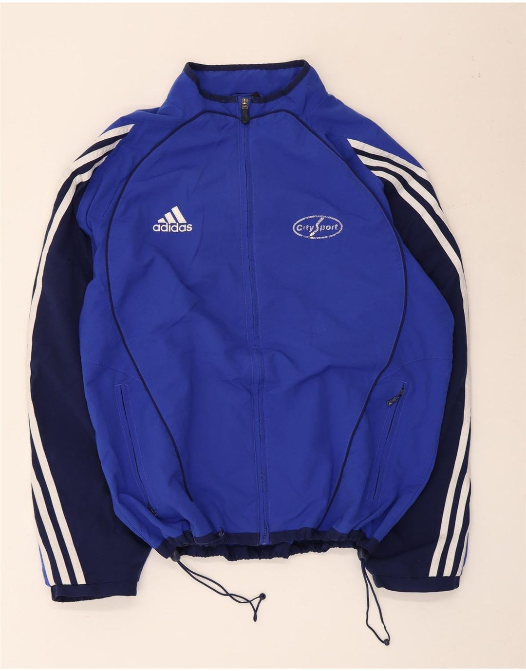 Adidas Herren-Trainingsanzugoberteil mit Grafik, UK 40/42, mittelblau, Farbblock