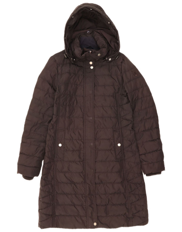 Tommy Hilfiger Wattierter Damenmantel mit Kapuze, UK 16, Small, Schwarz, Polyester