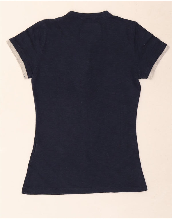 Think Pink Grafik-T-Shirt-Oberteil für Damen, UK 6, XS, Marineblau, Colourblock-Baumwolle