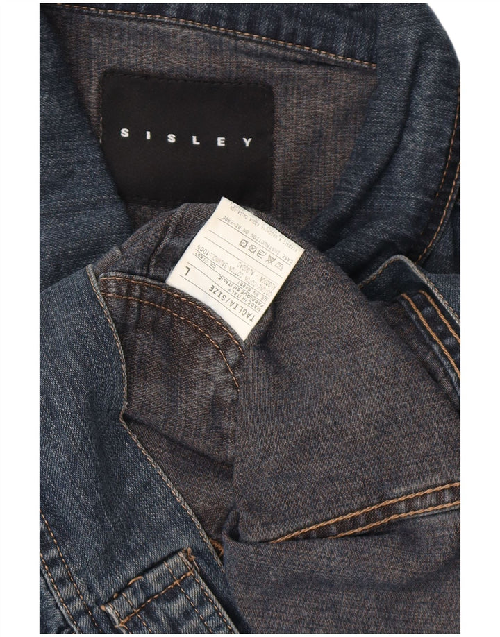 Sisley Herren Jeansjacke UK 40 Große blaue Baumwolle