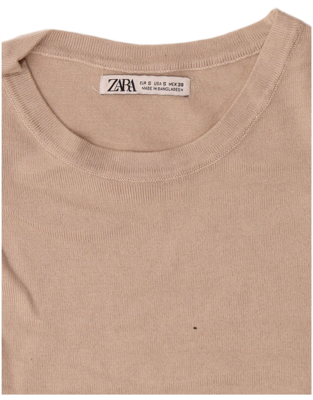 Zara Herren-Pullover mit Rundhalsausschnitt, Größe S, Beige