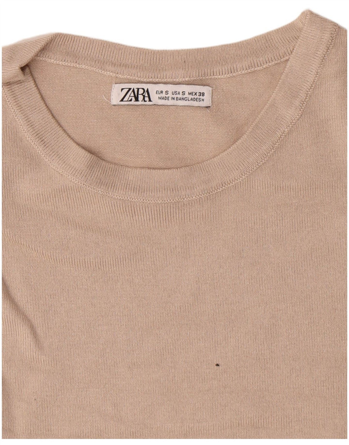 Zara Herren-Pullover mit Rundhalsausschnitt, Größe S, Beige