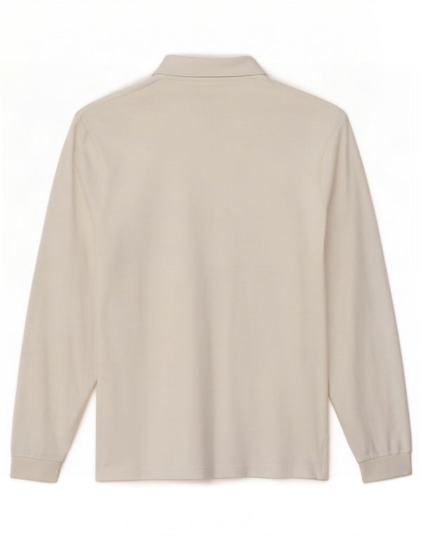 Kappa Herren-Langarm-Poloshirt, Größe S, weiße Baumwolle