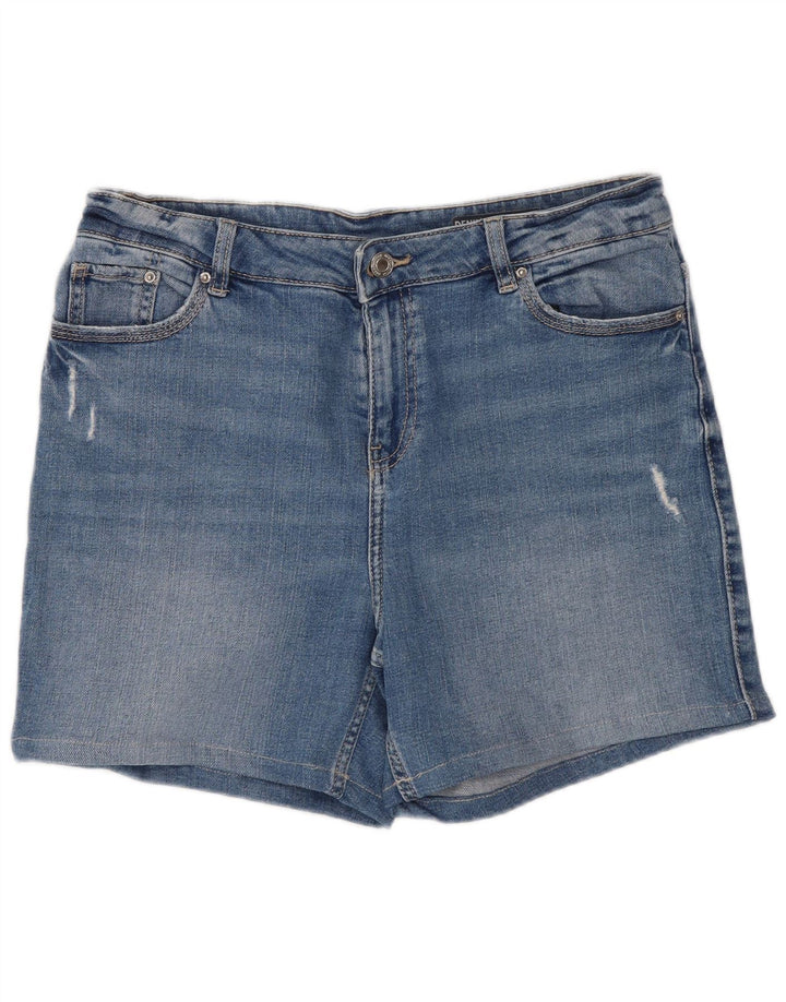 Marks & Spencer Damen-Jeansshorts im Used-Look, UK 12, Mittel W30, Blau, Baumwolle