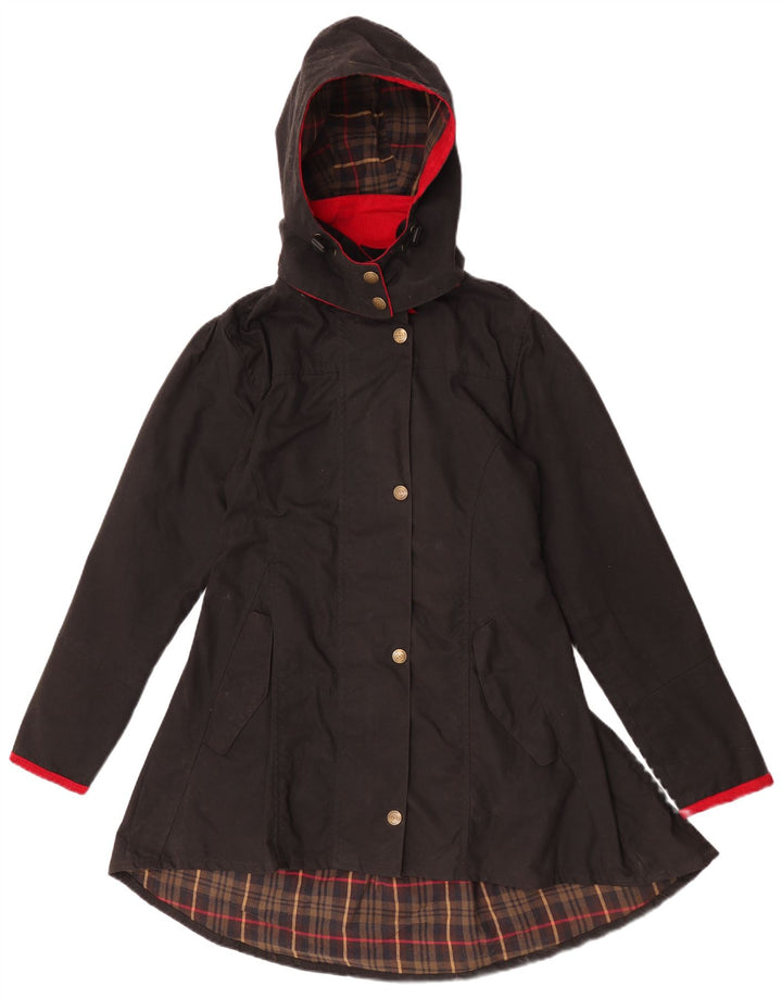 Welligogs Damen-Jacke aus gewachster Baumwolle mit Kapuze, UK 10, Größe S, Schwarz