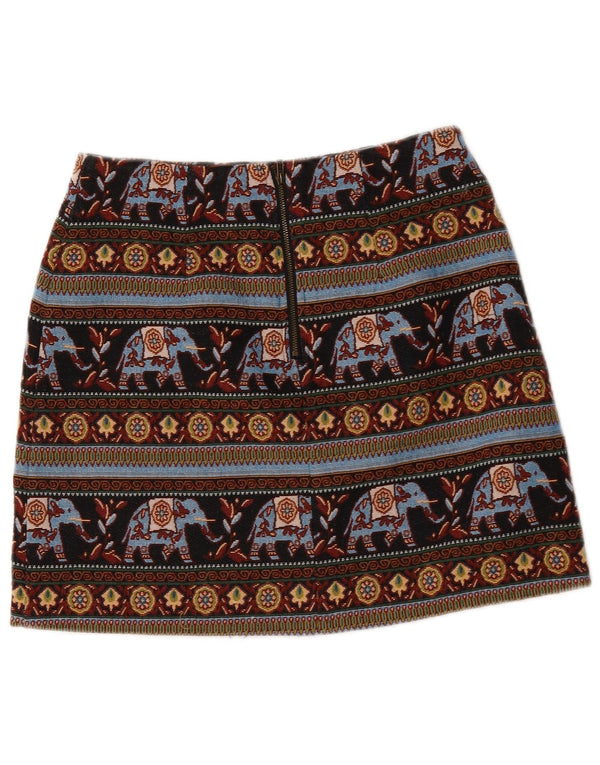 Louche Damen Minirock UK 10 Small W28 Schwarzer Animal-Print Polyester