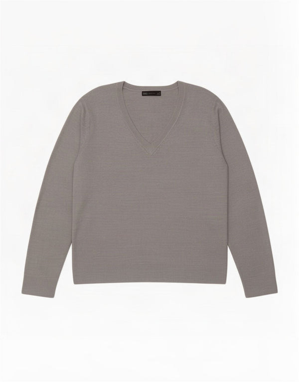 Marks & Spencer Damen-Pullover mit V-Ausschnitt, Gr. 18, XL, grau geflecktes Acryl