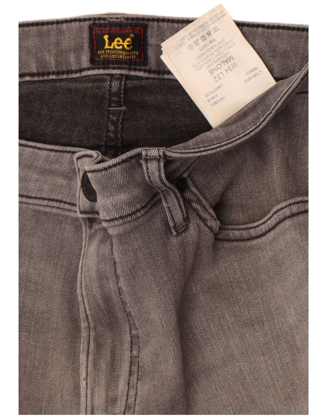Lee Herren Malone Skinny Jeans W34 L32 Graue Baumwolle