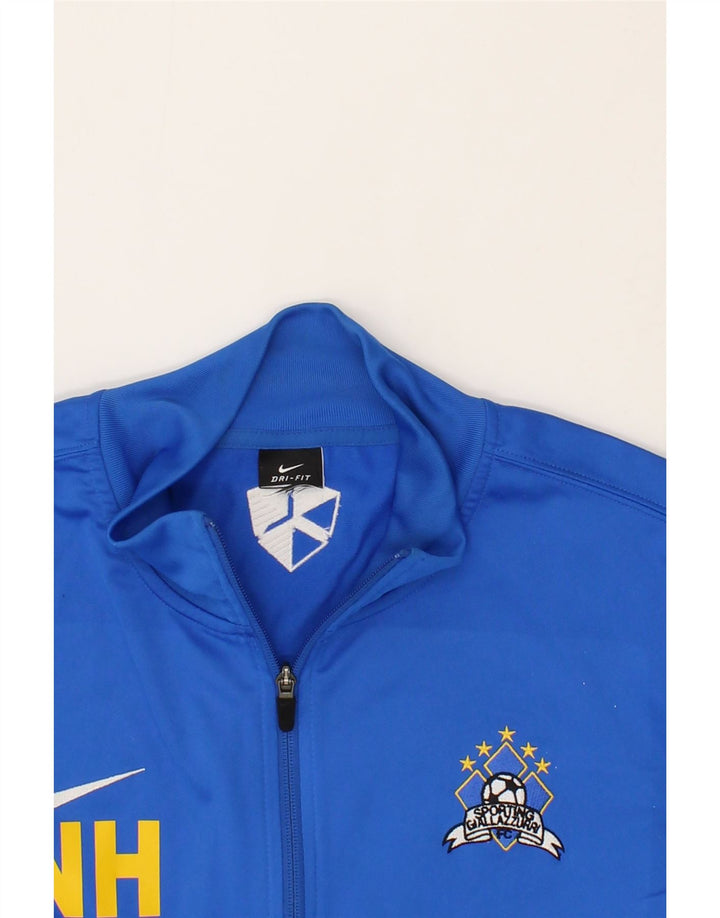 NIKE Mens Dri Fit Graphic Tracksuit Top Jacket Large Blue Polyester Vintage Nike and Second-Hand Nike from Messina Hembry 