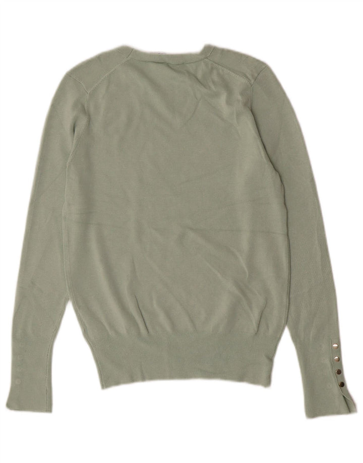 Zara Damen-Pullover mit Rundhalsausschnitt, UK 12, mittelgrüne Viskose