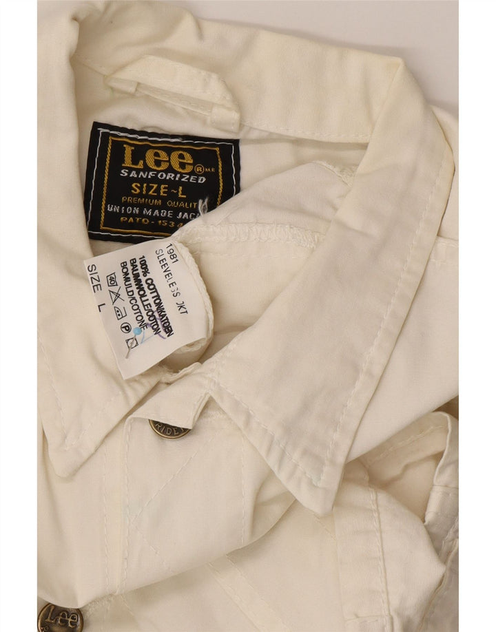 LEE Damen Crop Gilet UK 16 Large Off White Baumwolle