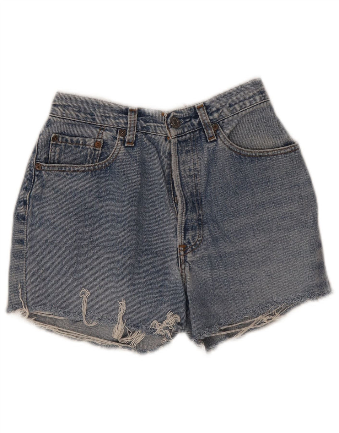 Levi's Damen-Jeansshorts im Distressed-Look, W28, mittelblaue Baumwolle