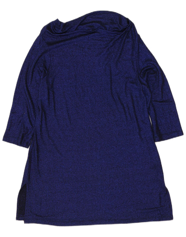 Marks & Spencer Damen Longline Top 3/4 Ärmel UK 16 Large Blaue Viskose