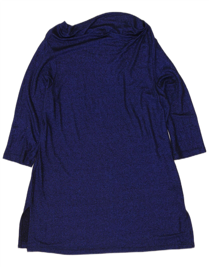 Marks & Spencer Damen Longline Top 3/4 Ärmel UK 16 Large Blaue Viskose