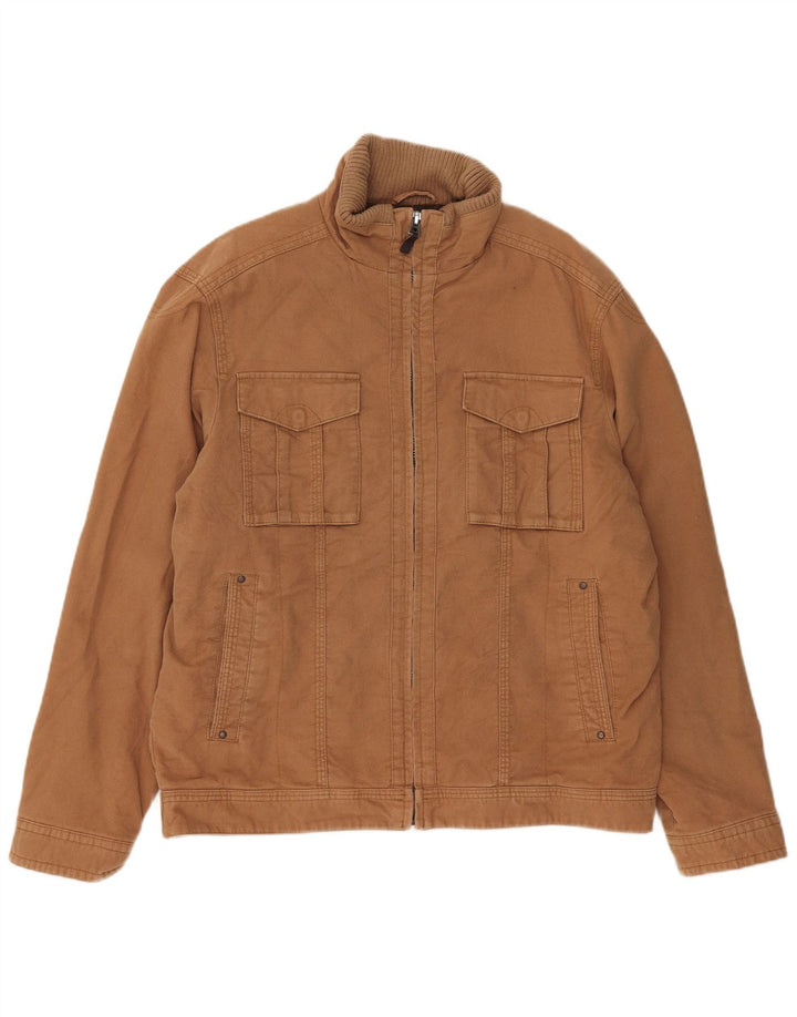 Marks & Spencer Herren Blue Harbor Utility Jacke UK 40 Große braune Baumwolle
