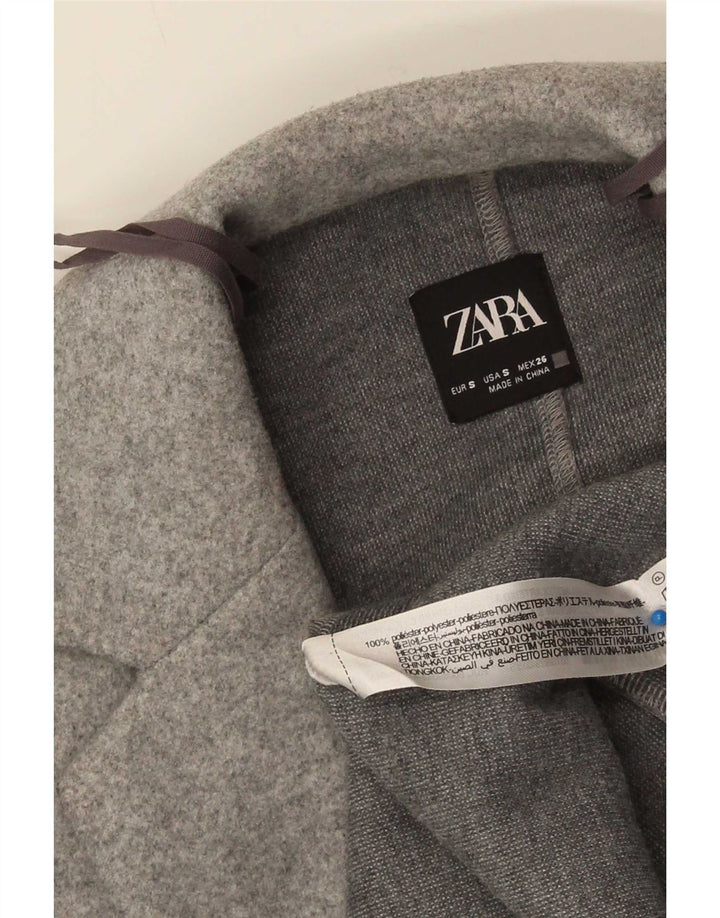 Zara Womens Open Overcoat UK 10 Small Grau Polyester