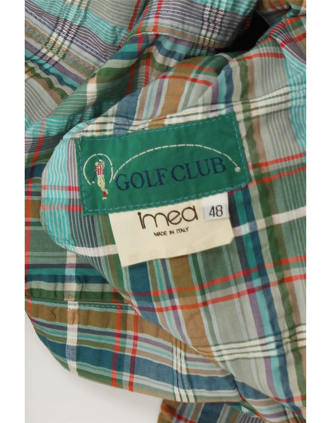 Vintage Herren 3 Knopf Blazer Jacke IT 48 Mittelgrün karierte Baumwolle