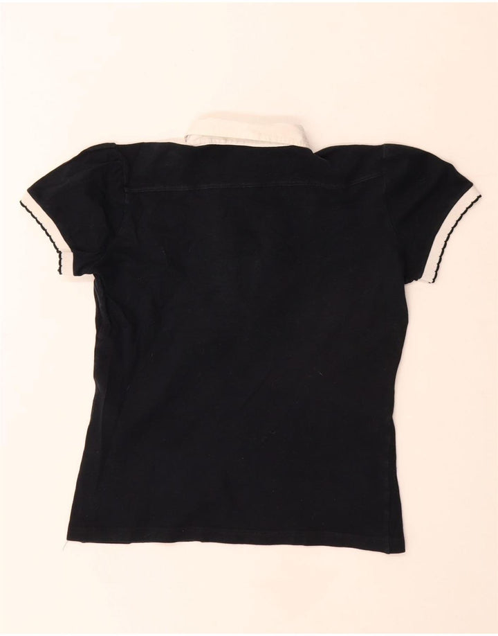 Fred Perry Damen Crop Rugby Poloshirt UK 12 Medium Marineblau Baumwolle