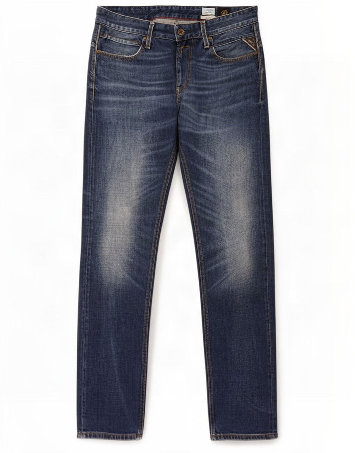 Replay Herren Jeto Slim Jeans W34 L34 Blaue Baumwolle