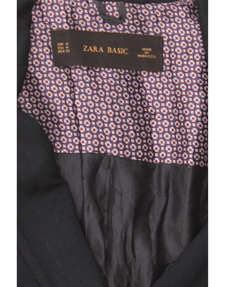 Zara Damen 1-Knopf-Blazerjacke UK 12 Mittelmarineblau