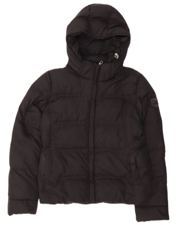 Champion Womens Hooded Wattierte Jacke UK 14 Mittelschwarzes Polyester