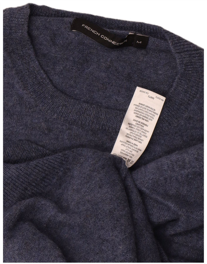 French Connection Herren-Pullover mit Rundhalsausschnitt, Mittelblaue Lammwolle