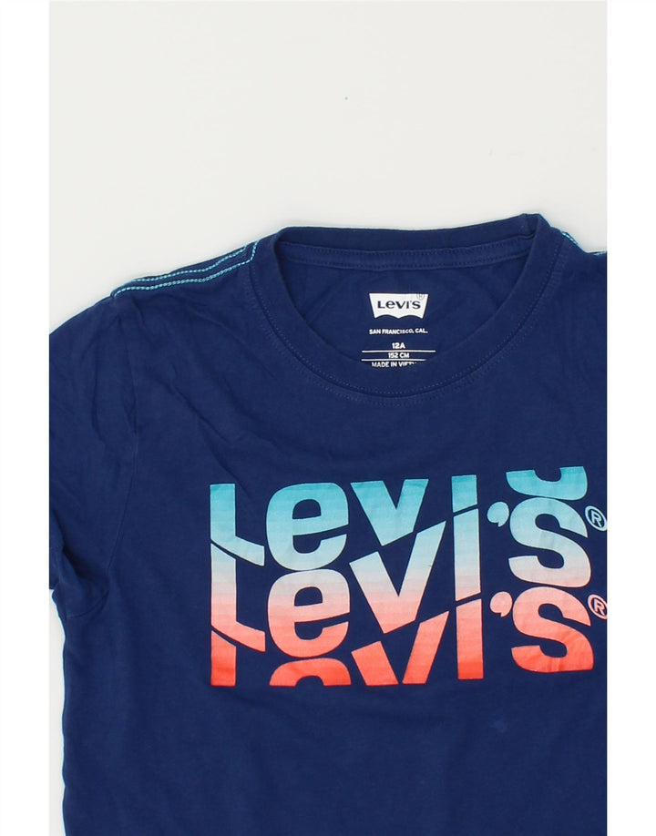 LEVI'S Boys Graphic T-Shirt Top 11-12 Years Navy Blue Vintage Levi's and Second-Hand Levi's from Messina Hembry 