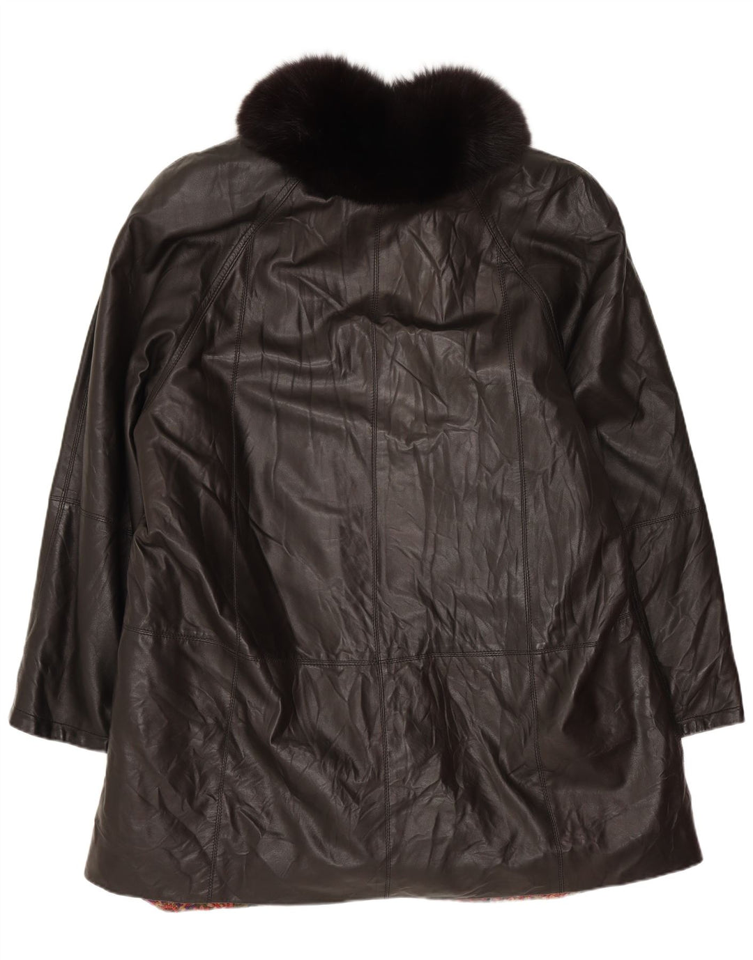 VINTAGE Damen Ledermantel UK 18 XL Schwarzes Leder